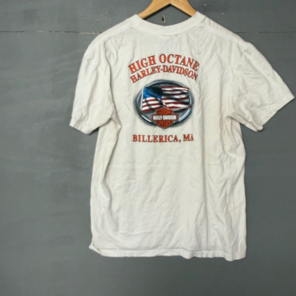 Harley-Davidson High Octane Billerica MA Graphic T-Shirt Mens Large White Cotton - Picture 3 of 5